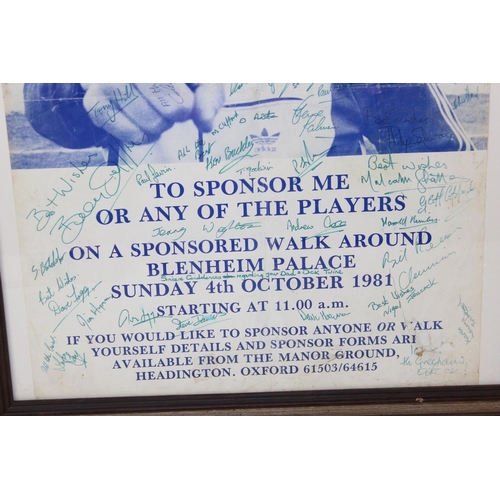 362 - Oxford United 1981 sponsored walk poster bearing lots of signatures