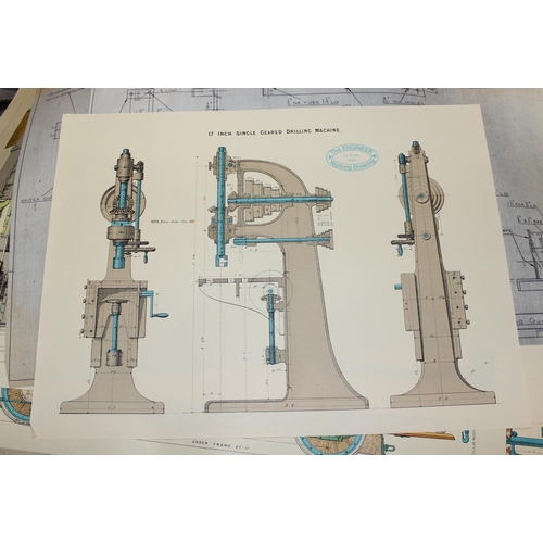 387 - Qty of Victorian style engineering prints and other hand drawn engineering pictures