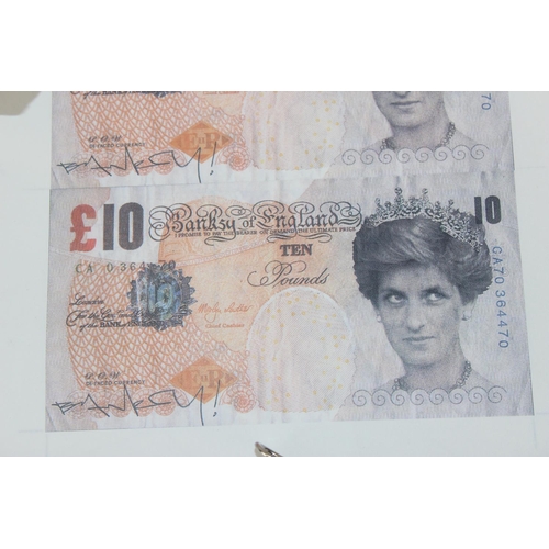 391 - A sheet of printed Di-Faced £10 notes in the manner of Banksy and 2 other similar marked docoBANKSY