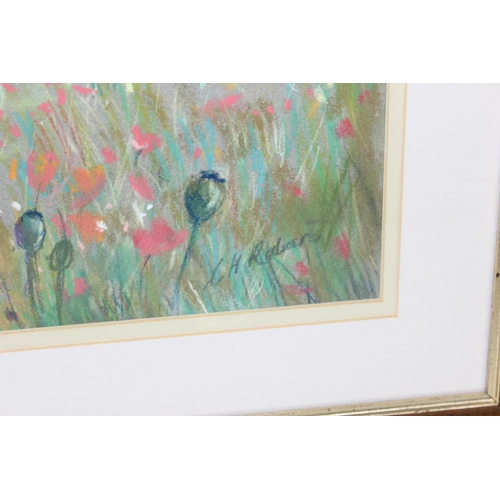 397 - A Catherine Raban pastel of Poppy Fields and a watercolour by Ralph Wolfe-Emery