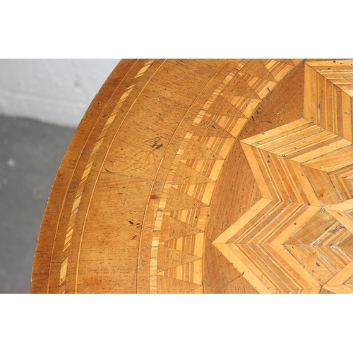 40 - A 19th century walnut Sorrento pedestal table, inlaid with radiating 