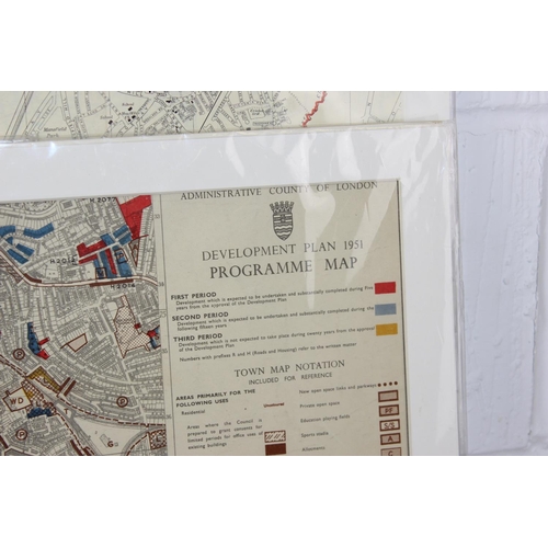 406 - Three vintage and mounted (80 x 60 cm) maps of London to include: postcode and street map of Northwe... 