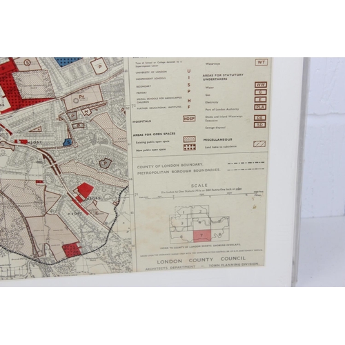 406 - Three vintage and mounted (80 x 60 cm) maps of London to include: postcode and street map of Northwe... 