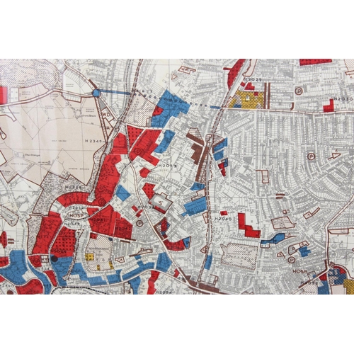 406 - Three vintage and mounted (80 x 60 cm) maps of London to include: postcode and street map of Northwe... 