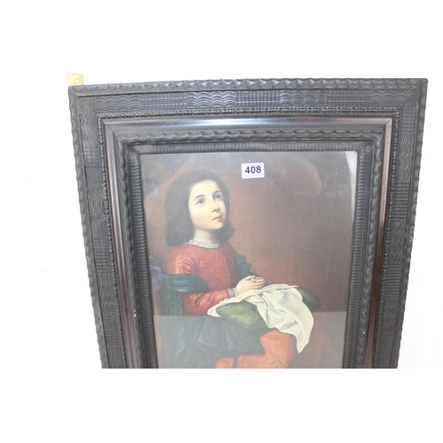 408 - An antique framed print of a 16th century oil painting