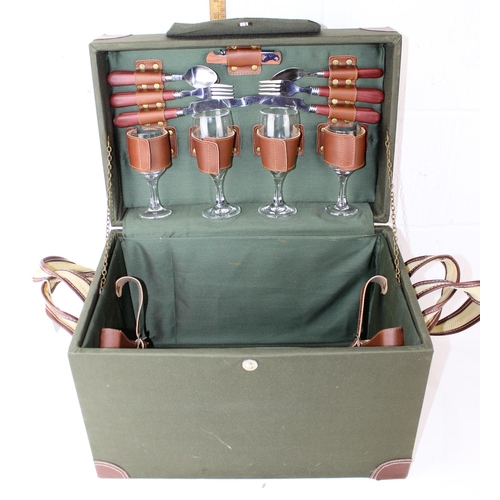 468 - Canvas cased picnic hamper