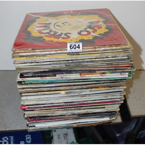 604 - Stack of assorted LP and Vinyl Records