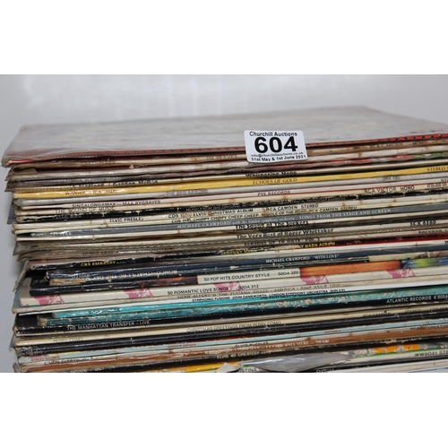 604 - Stack of assorted LP and Vinyl Records