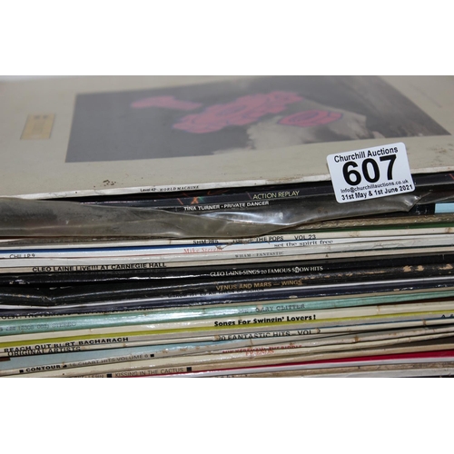 607 - Stack of assorted LP and Vinyl Records