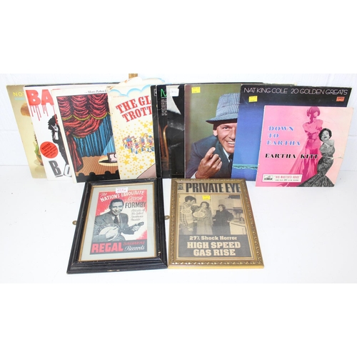 629i - 12 vinyl LPs to include four Frank Sinatra, one Nat King Cole, one Eartha Kitt (rip on front of slee... 