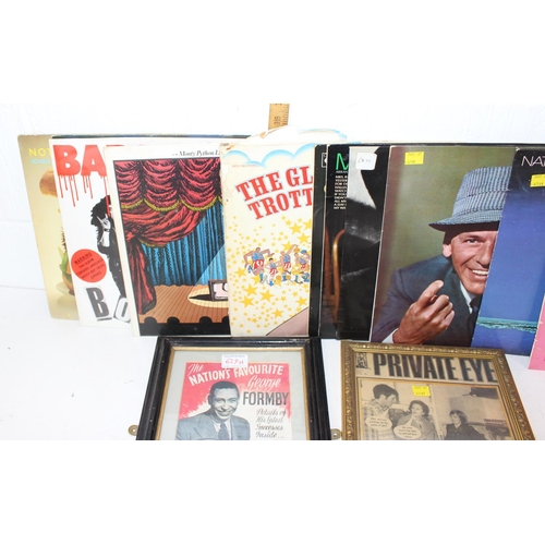 629i - 12 vinyl LPs to include four Frank Sinatra, one Nat King Cole, one Eartha Kitt (rip on front of slee... 