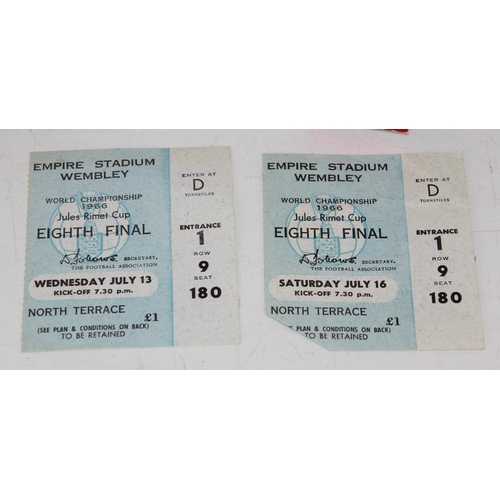 688 - 1966 World Cup finals ephemera to inc 2 ticket stubs