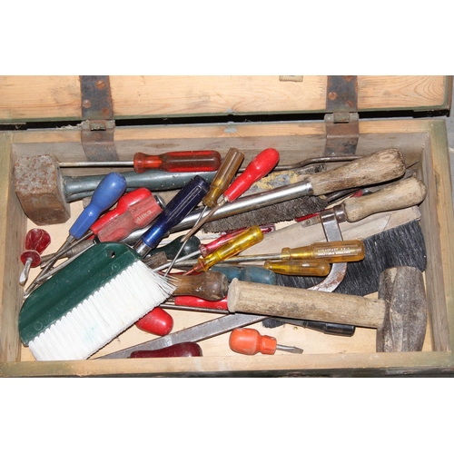 738 - A vintage military tool box and contents