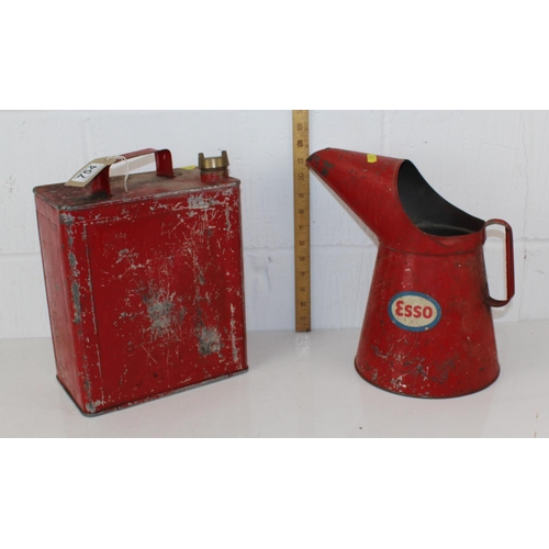 754 - Vintage Esso oil can of unusual large size and a vintage fuel can