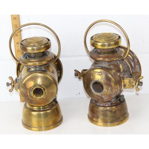 764 - A matched pair (2) early 20th century brass Lucas 