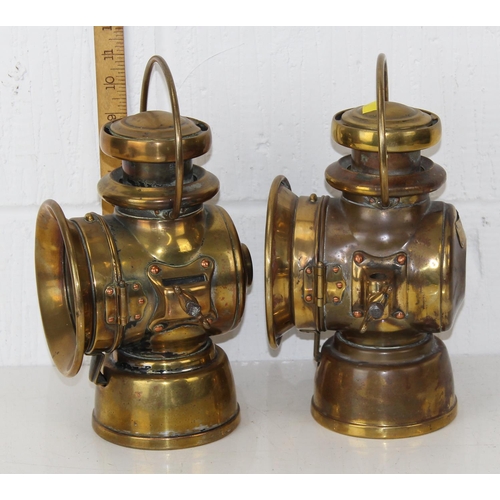 764 - A matched pair (2) early 20th century brass Lucas 