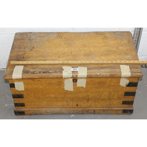 101 - Victorian scumble-pine box with iron-work