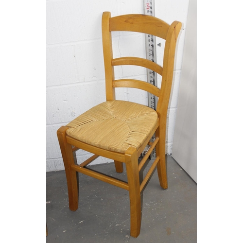 105 - Set of 4 light-wood rush-seated chairs