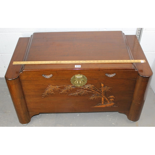 115 - A 20th century Camphorwood chest with bamboo carved details