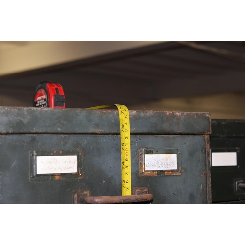 185 - A large pair of early 20th century industrial filing drawers with 15 drawers and approx 77