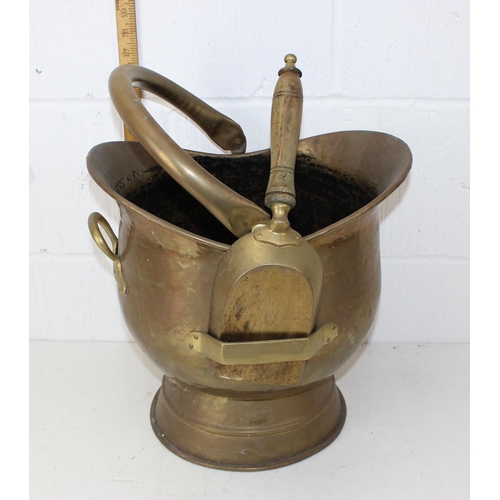 1855 - Vintage brass coal bucket