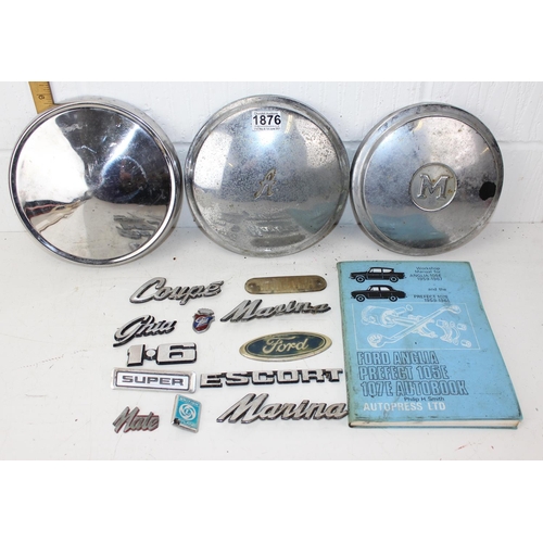 1876 - Qty of car badges/ hub caps etc