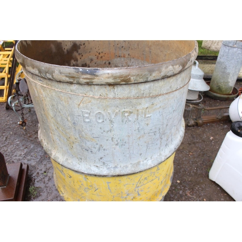 497 - A large vintage metal Bovril drum