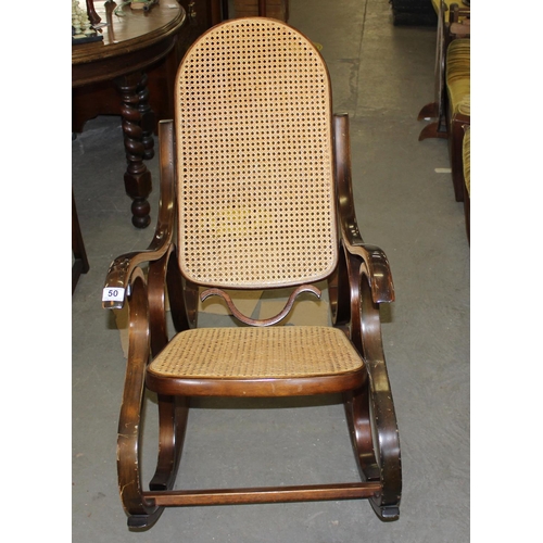 50 - A vintage bentwood rocking chair with Bergere seat