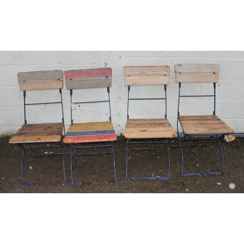 536 - A set of 4 wooden and metal folding bistro chairs