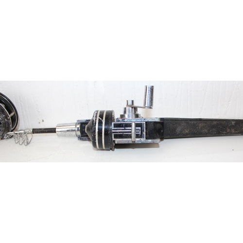 690 - Unusual folding fishing rod and a Matchmaster Flycaster reel