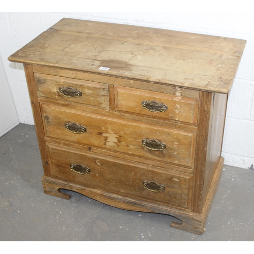 73 - Victorian 2-over-2 pine chest of drawers with brass drop-handles