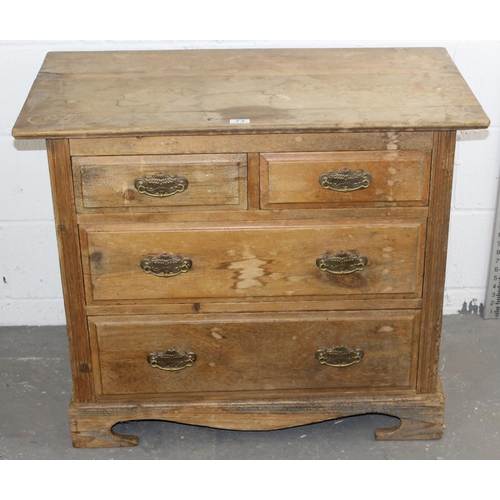 73 - Victorian 2-over-2 pine chest of drawers with brass drop-handles