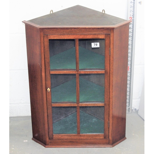 79 - Edwardian glazed hanging corner cabinet