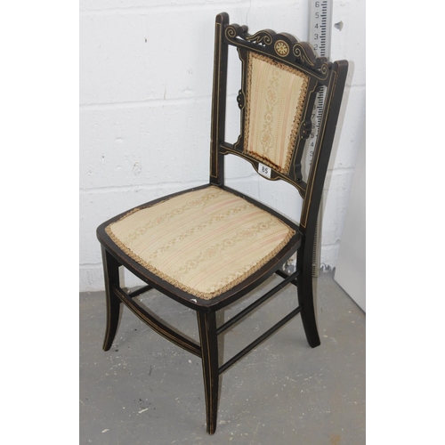 85 - Victorian ebonised bedroom chair