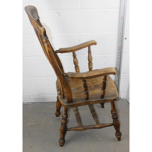 92 - A 19th century high slat backed farmhouse Windsor armchair