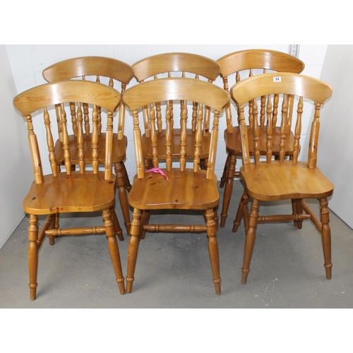 94 - A set of 6 pine kitchen chairs