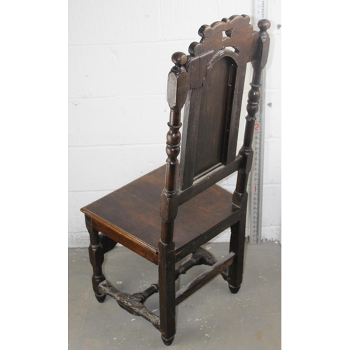 97 - Antique Oak high-backed carved chair believed to be 17th Century