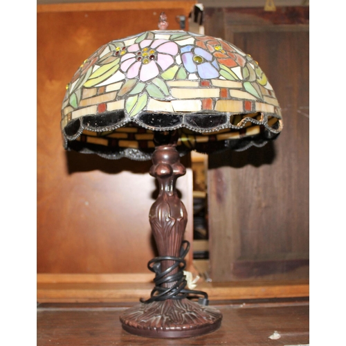 234 - A Tiffany style lamp with bronzed base