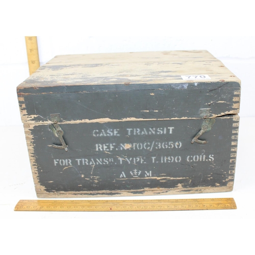 770 - Vintage military/ Air Ministry box and contents