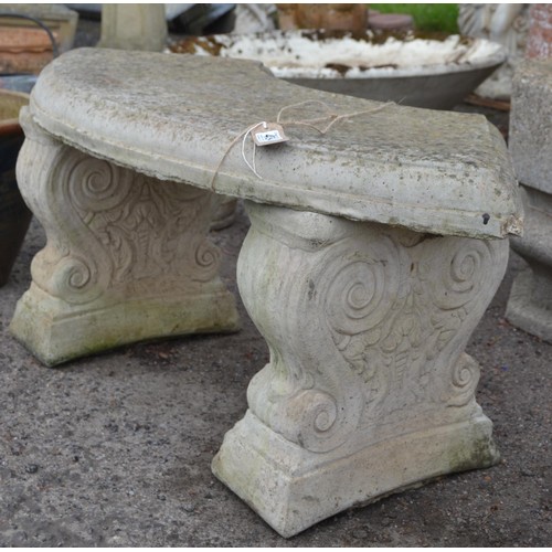 494 - Concrete garden bench with Corinthian column type supports