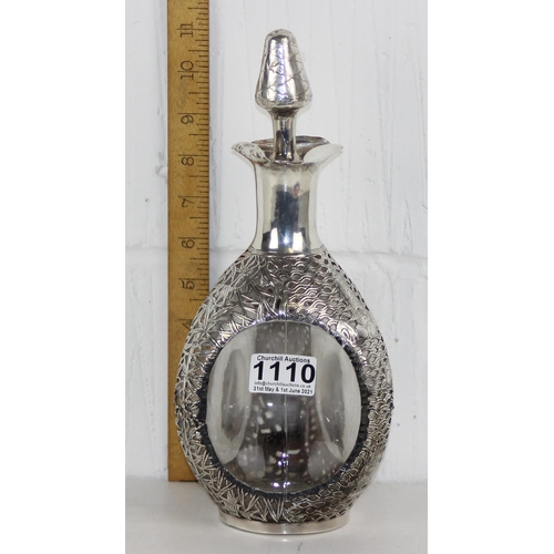 1110 - A vintage silver mounted Dimple Haig whisky bottle with pierced silver overlay decorated in the Chin... 