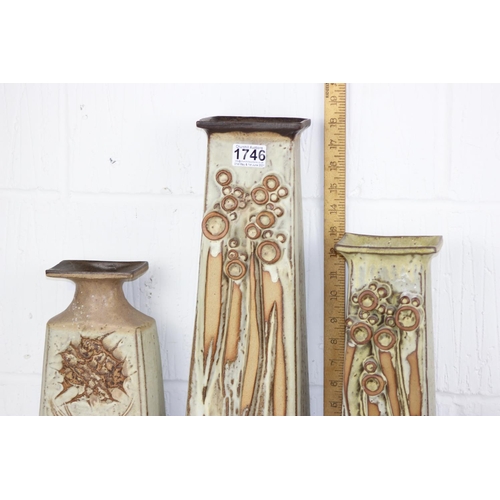 1746 - 3 large studio pottery vases in the manner of Carstens but likely of British origin - all unmarked