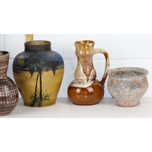 1747 - 5 Studio pottery items etc to inc Brentleigh Vase and a Wood Fired studio pottery bowl in the manner... 