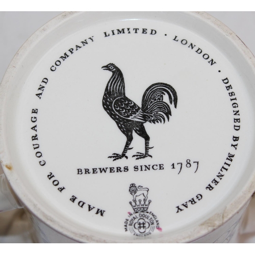 1652 - A rare Royal Doulton tyg made for 1953 Coronation by Courage Brewery and an unusual green and chrome... 