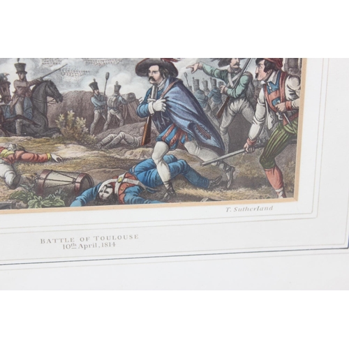 415 - Battle of Toulouse April 10 1814 antique print by T Sutherland/ W Heath with hand colouring - believ... 