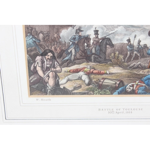 415 - Battle of Toulouse April 10 1814 antique print by T Sutherland/ W Heath with hand colouring - believ... 