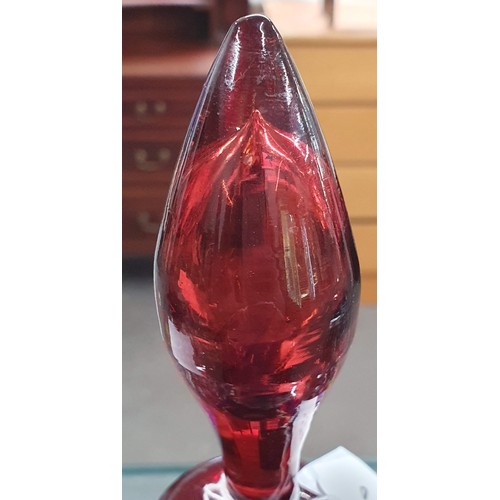 1635 - A pair of Bohemian ruby flashed and acid etched decanters c.1900