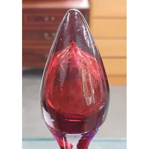 1635 - A pair of Bohemian ruby flashed and acid etched decanters c.1900