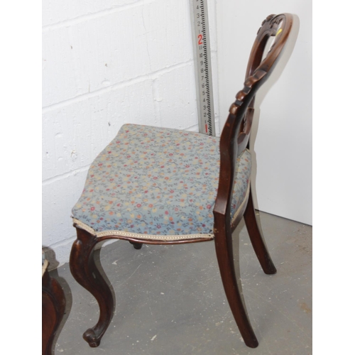 26 - A pair of Victorian Balloon backed dining chairs with carved details
