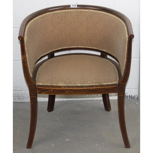 184 - Edwardian horseshoe tub-chair with Sheraton-style inlay